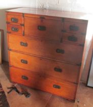 A 19th Century mahogany secretaire military chest, deep secretaire drawer, four small drawers and