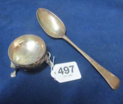 A George III silver salt circa 1781 and a Newcastle silver spoon