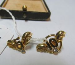 Two 9ct gold and diamond badges wings with five and ten