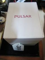 A Pulsar ladies watch with heart link strap