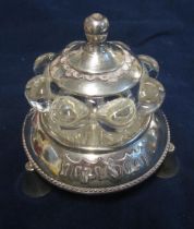 A Jewish Sterling silver salt pot with glass liner