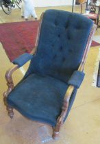 A Victorian slipper back chair on turned legs