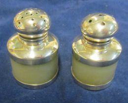 A pair silver and hardstone condiments, marked 925