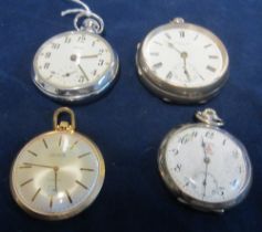 A silver pocketwatch, another marked 800 and two others