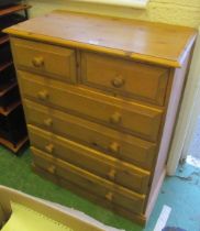 A pine chest of two short and four long drawers