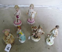 An Edwardian nodding head figure and other 19th Century figures