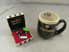 A Carltonware Guinness mug and cufflinks