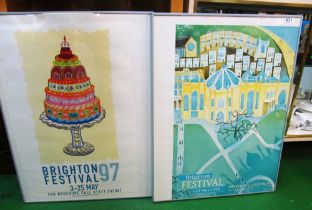 Two framed Brighton Festival posters 1997 and 1999