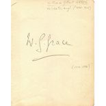 GRACE W. G.: (1848-1915) English cricketer. A fine fountain pen ink signature ('W. G.