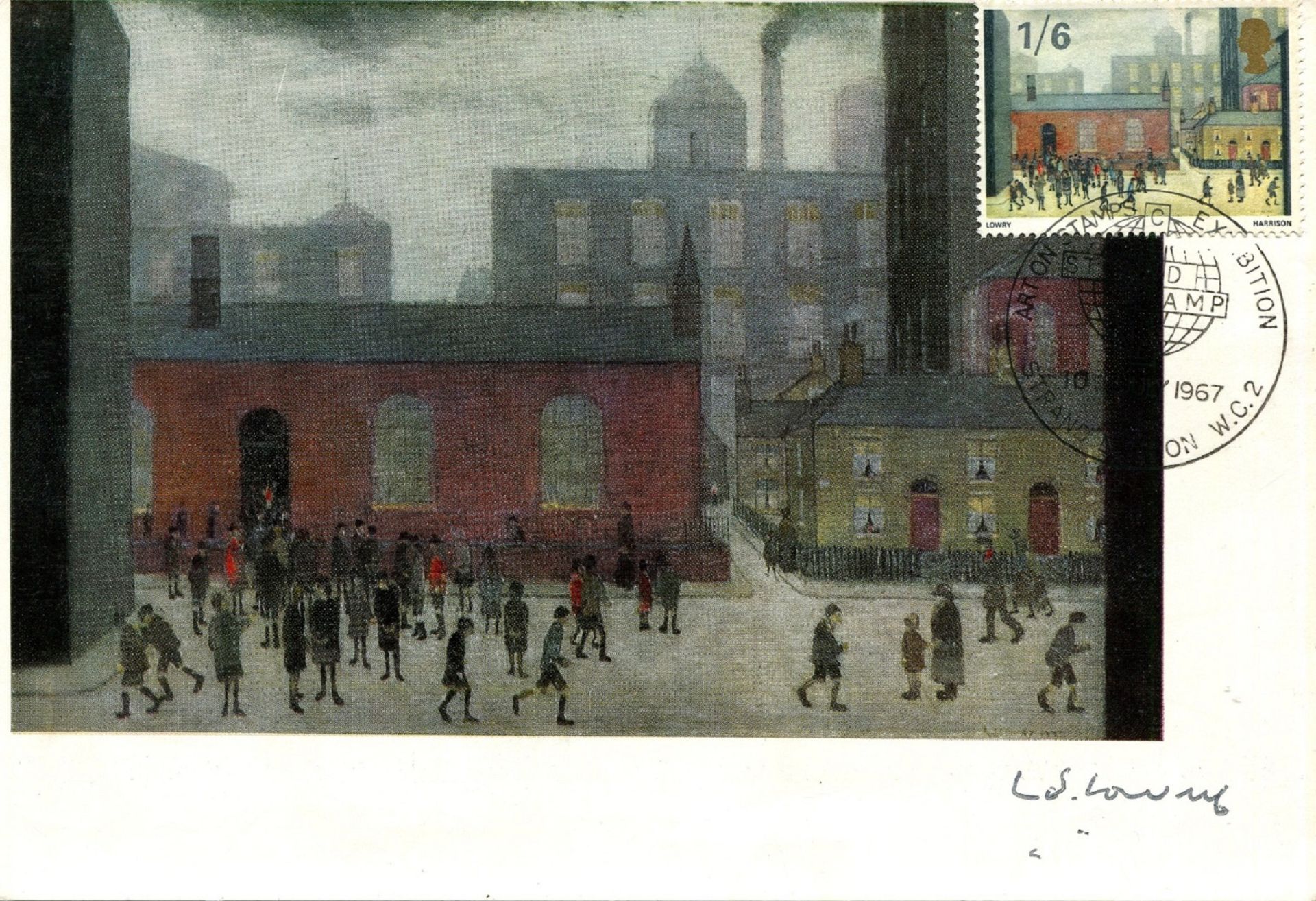 LOWRY L. S.: (1887-1976) English artist. A good signed colour 6.5 x 4.