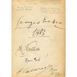 COMPOSERS: An 8vo page removed from an autograph album individually signed by Maurice Ravel
