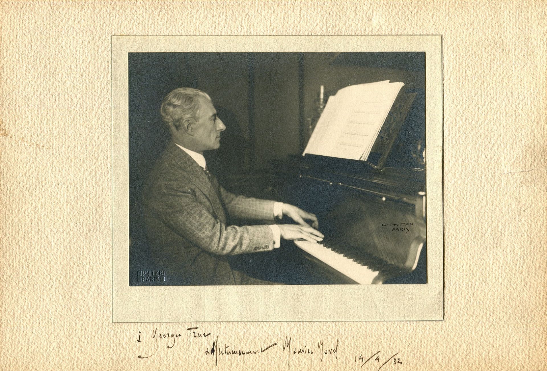 RAVEL MAURICE: (1875-1937) French Composer. A good signed and inscribed oblong 11 x 7.