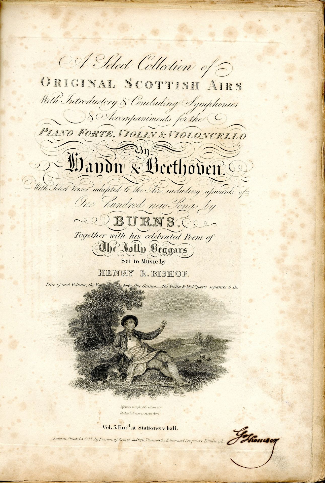 THOMSON GEORGE: (1757-1851) Scottish music publisher and a noted collector of the music of Scotland.