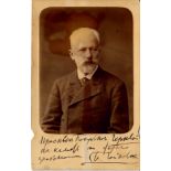 TCHAIKOVSKY PIOTR ILLICH: (1840-1893) Russian Composer. Rare signed and inscribed 4 x 6.