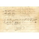 LISZT FRANZ: (1811-1886) Austrian-Hungarian composer. Rare Autograph Musical Manuscript Signed, F.