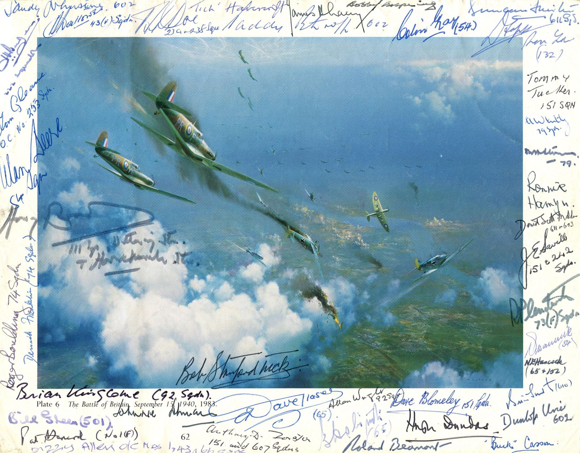 BATTLE OF BRITAIN: A good multiple signed 11 x 8.