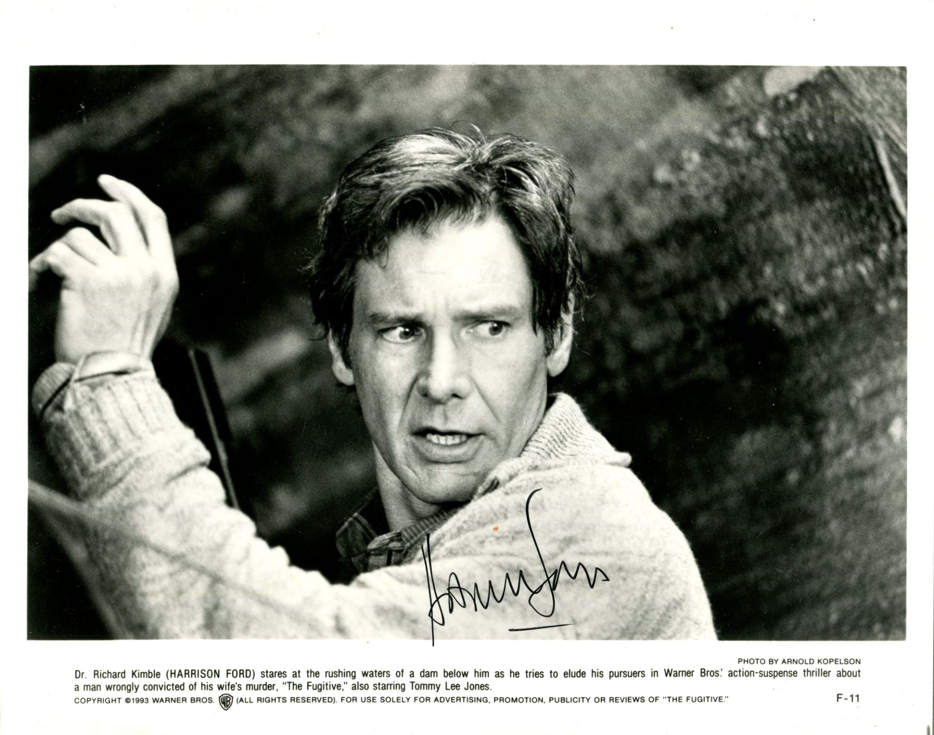 FUGITIVE THE: Harrison Ford (1942- ) American actor. Signed 10 x 8 photograph of Ford in a head