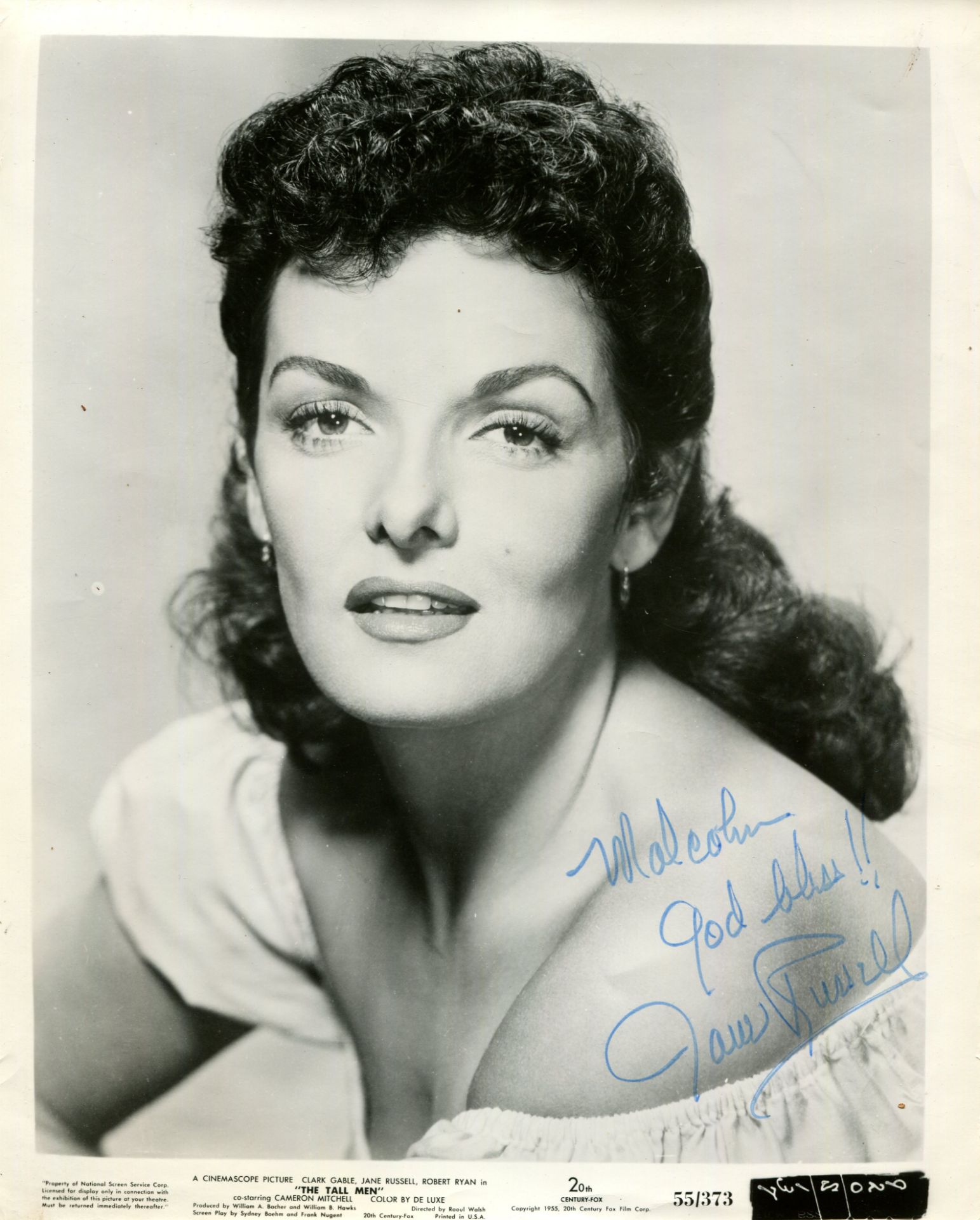 RUSSELL JANE: (1921-2011) American actress and sex symbol. Signed and inscribed 8 x 10 photograph of