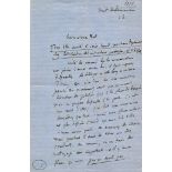 FLAUBERT GUSTAVE: (1821-1880) French novelist A.L.S., with his initials G F, two pages (written to