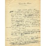 COLETTE: (1873-1954) French author, best known for her novella Gigi (1944). Autograph Manuscript