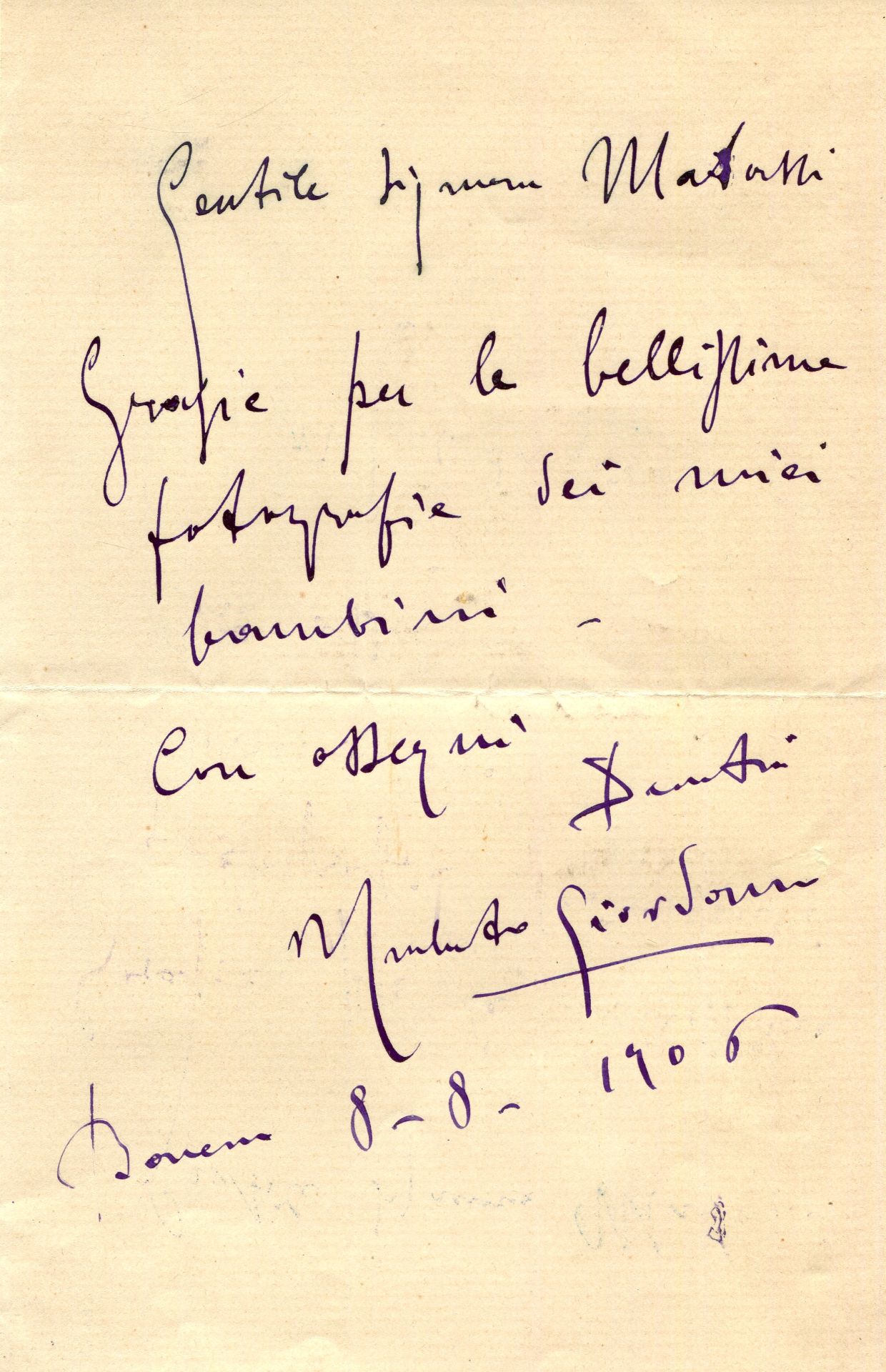 GIORDANO UMBERTO: (1867-1948) Italian Composer. Best known for his acclaimed opera Andrea chenier (