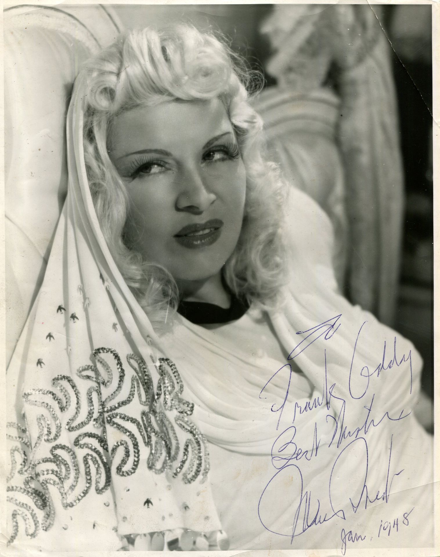 WEST MAE: (1893-1980) American actress and sex symbol. Vintage signed and inscribed 8 x 10