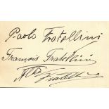 [CIRCUS]: FRATELLINI BROTHERS: An oblong 12mo card individually signed by the three French-Italian