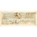 LOUIS XI: (1423-1483) King of France 1461-83. D.S., Louis, one page (vellum), slim oblong folio,