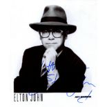 JOHN ELTON: (1947- ) British Singer & Songwriter, Academy Award winner. Signed colour 8 x 10