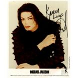 JACKSON MICHAEL: (1958-2009) American pop singer. Signed and inscribed colour 8 x 10 photograph, the