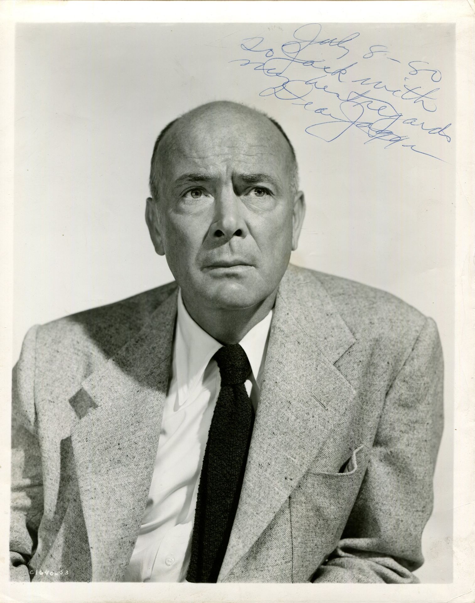 JAGGER DEAN: (1903-1991) American actor, Academy Award winner. Signed and inscribed 8 x 10