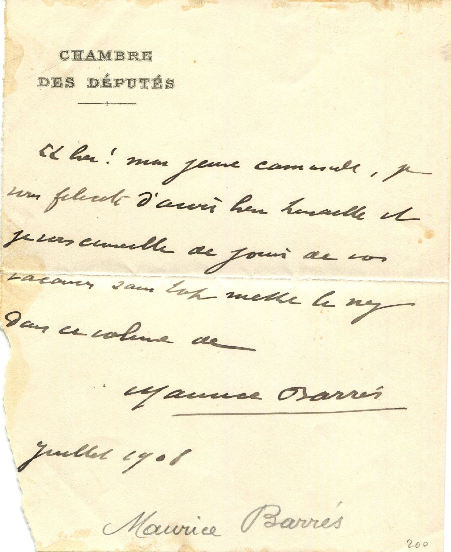 FRENCH WRITERS: A good selection of nine A.L.S., and one sketch, by various French Writers, most - Image 5 of 9