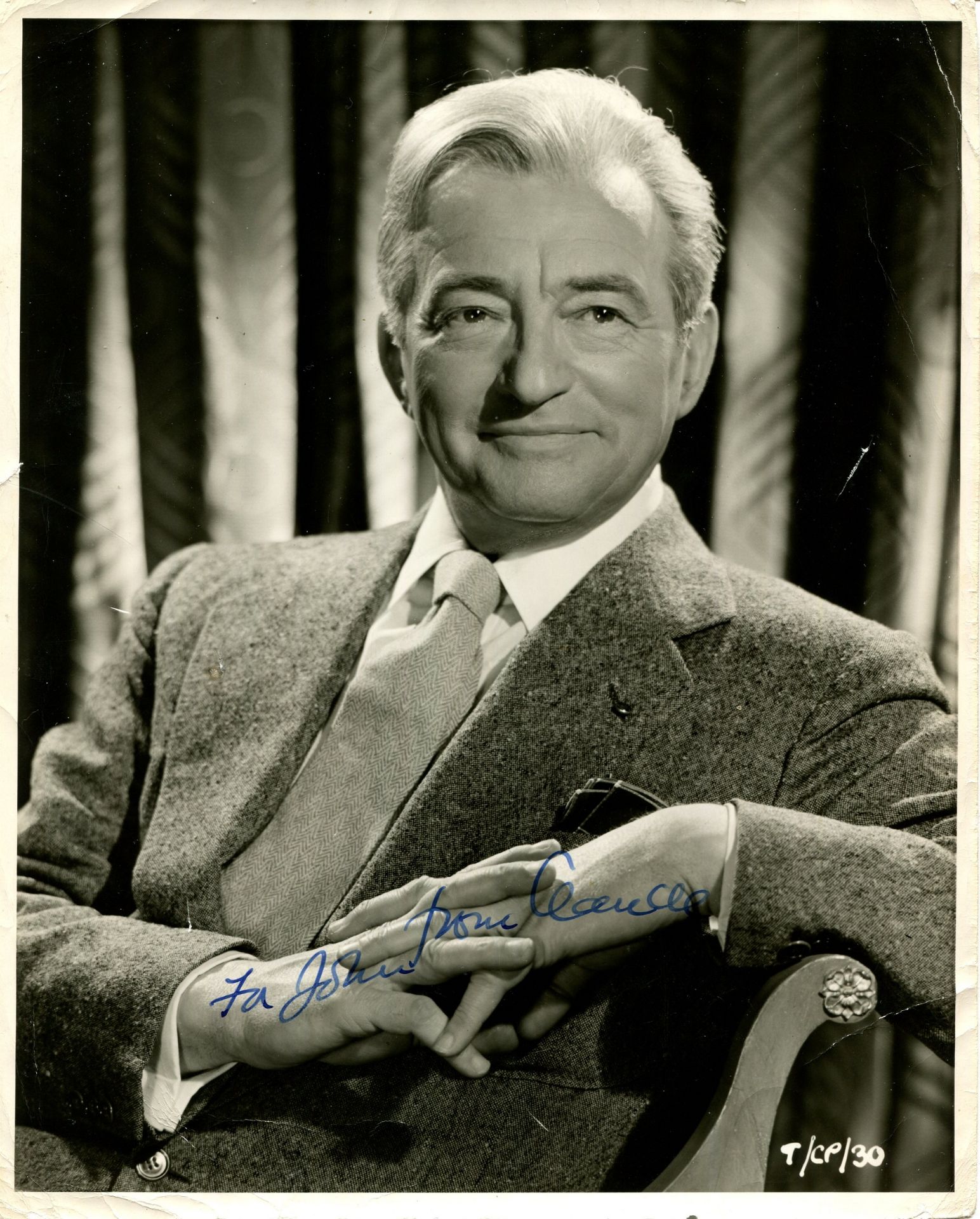 RAINS CLAUDE: (1889-1967) British actor, an Academy Award nominee. Vintage signed and inscribed 8