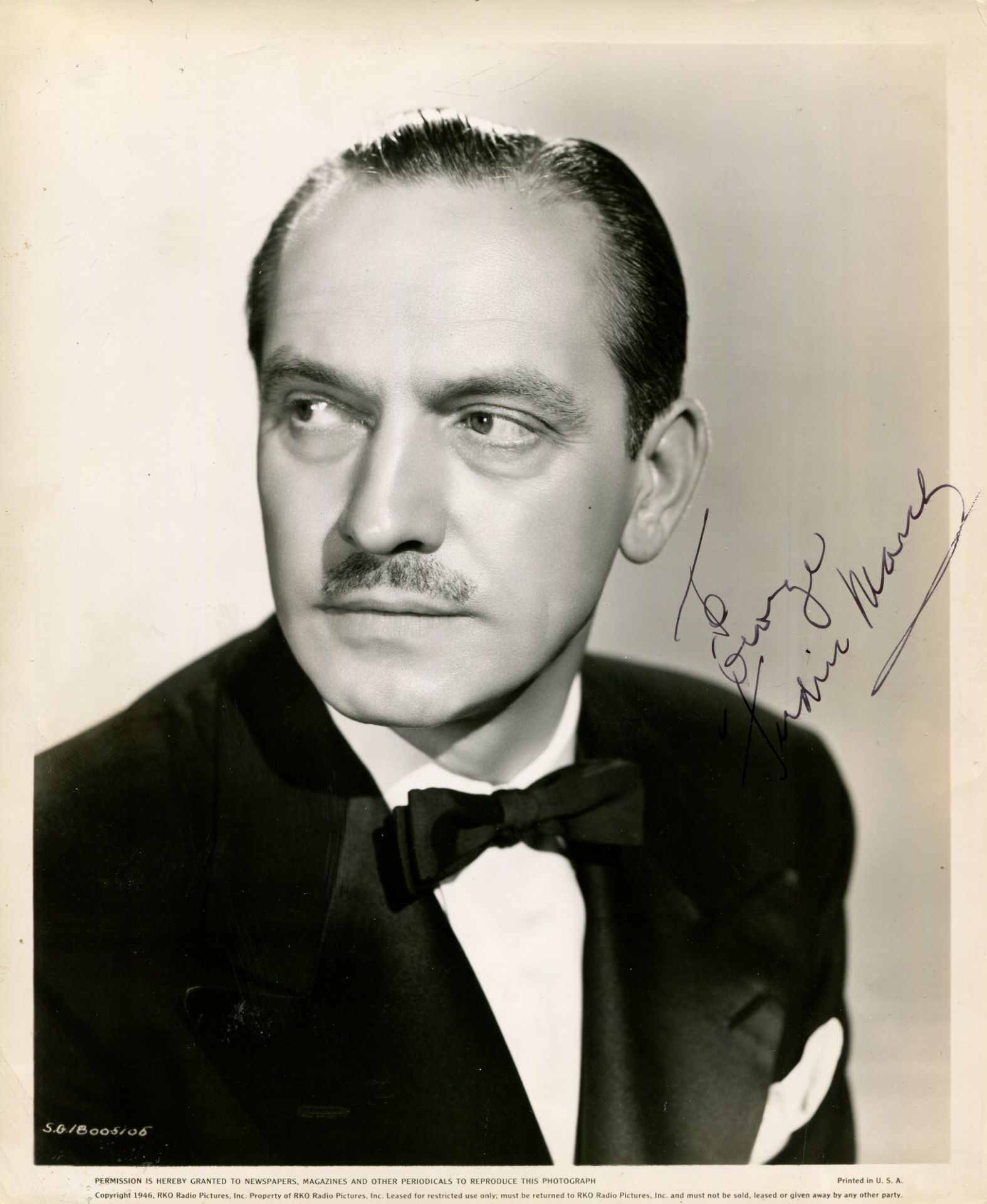 MARCH FREDRIC: (1897-1975) American actor, Academy Award winner. A good vintage signed and inscribed