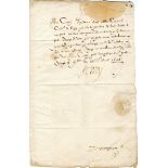HENRY IV: (1553-1610) King of France 1589-1610. Assassinated. L.S., Henry, one page, folio,