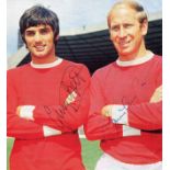 MANCHESTER UNITED: Signed colour 6 x 6.5 magazine image by both George Best and Bobby Charlton