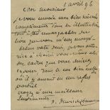 PUVIS DE CHAVANNES PIERRE: (1824-1898) French painter. A.L.S., P. Puvis de Chavannes, one page, 12mo