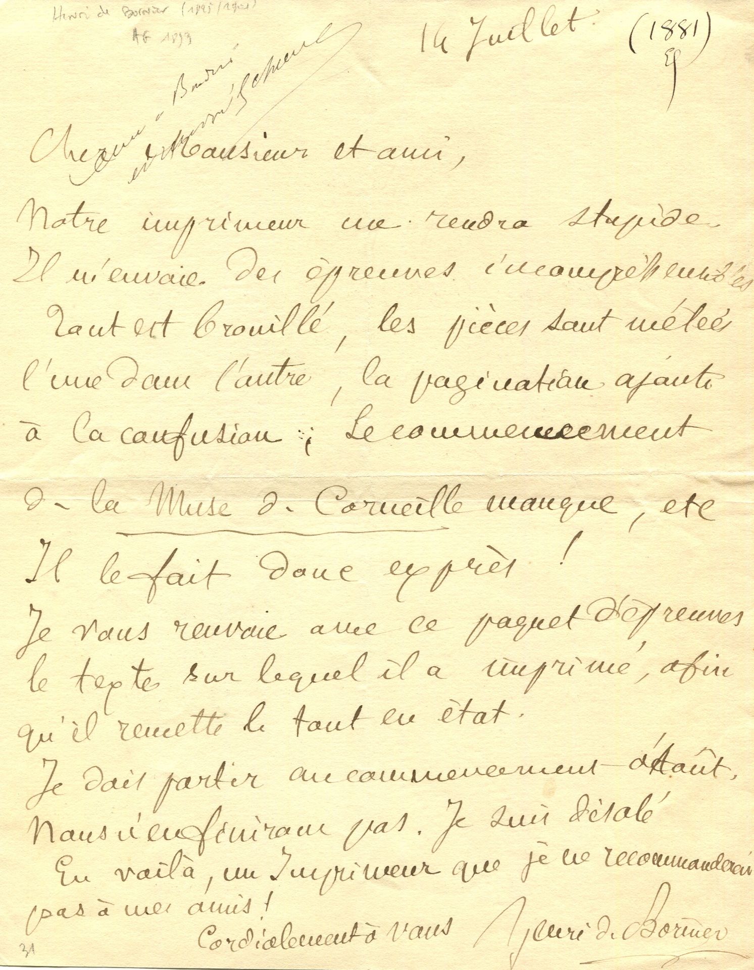FRENCH WRITERS: A good selection of nine A.L.S., and one sketch, by various French Writers, most - Image 6 of 9