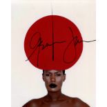 JONES GRACE: (1948- ) Jamaican-American Model, Singer & Actress. Attractive signed 8 x 10 colour