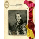 ALFONSO XIII: (1886-1941) King of Spain 1886-1931. An unusual signed presentation montage, the 4to