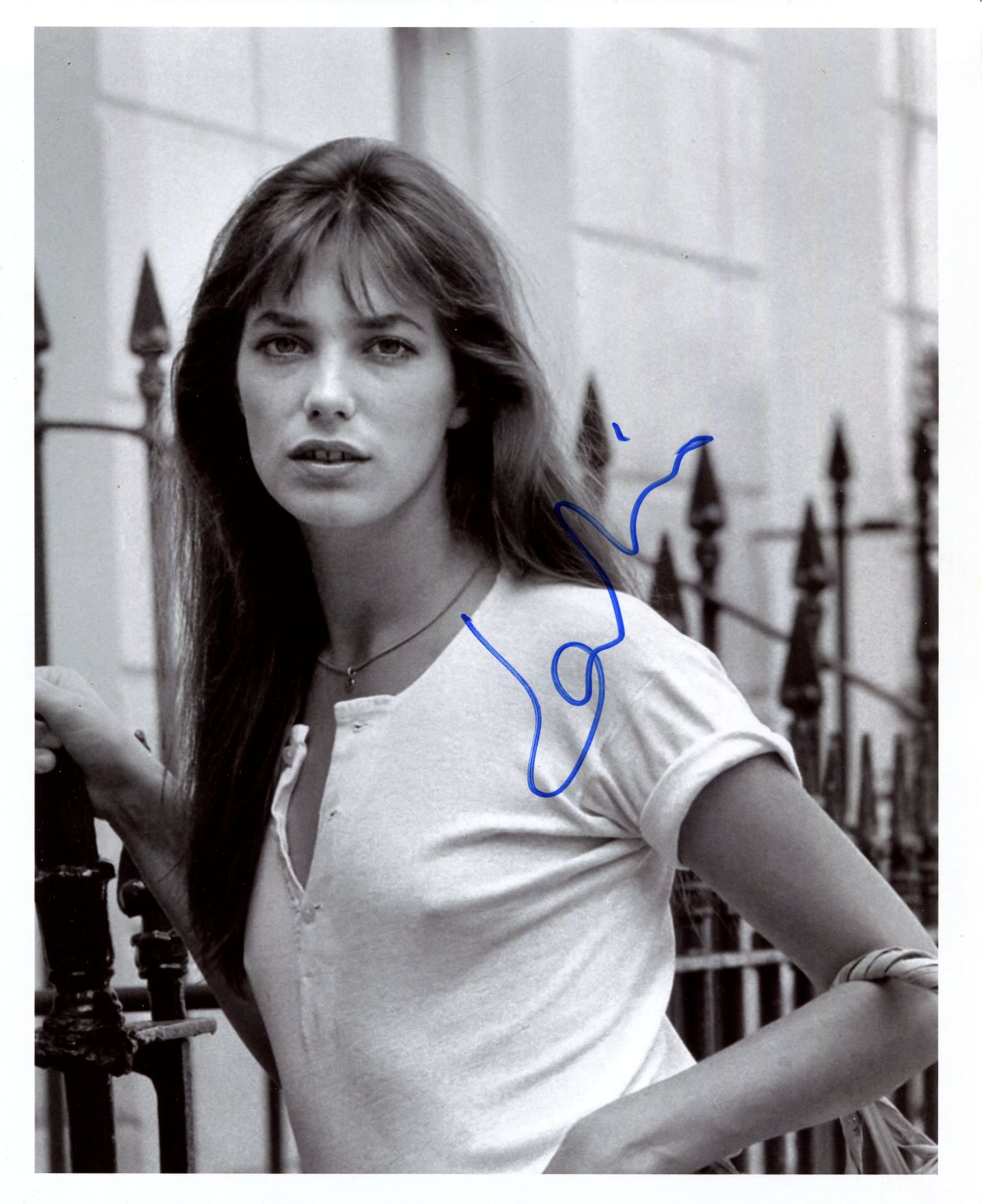 BIRKIN JANE: (1946- ) English-French singer and actress. Signed 8 x 10 photograph of Birkin standing
