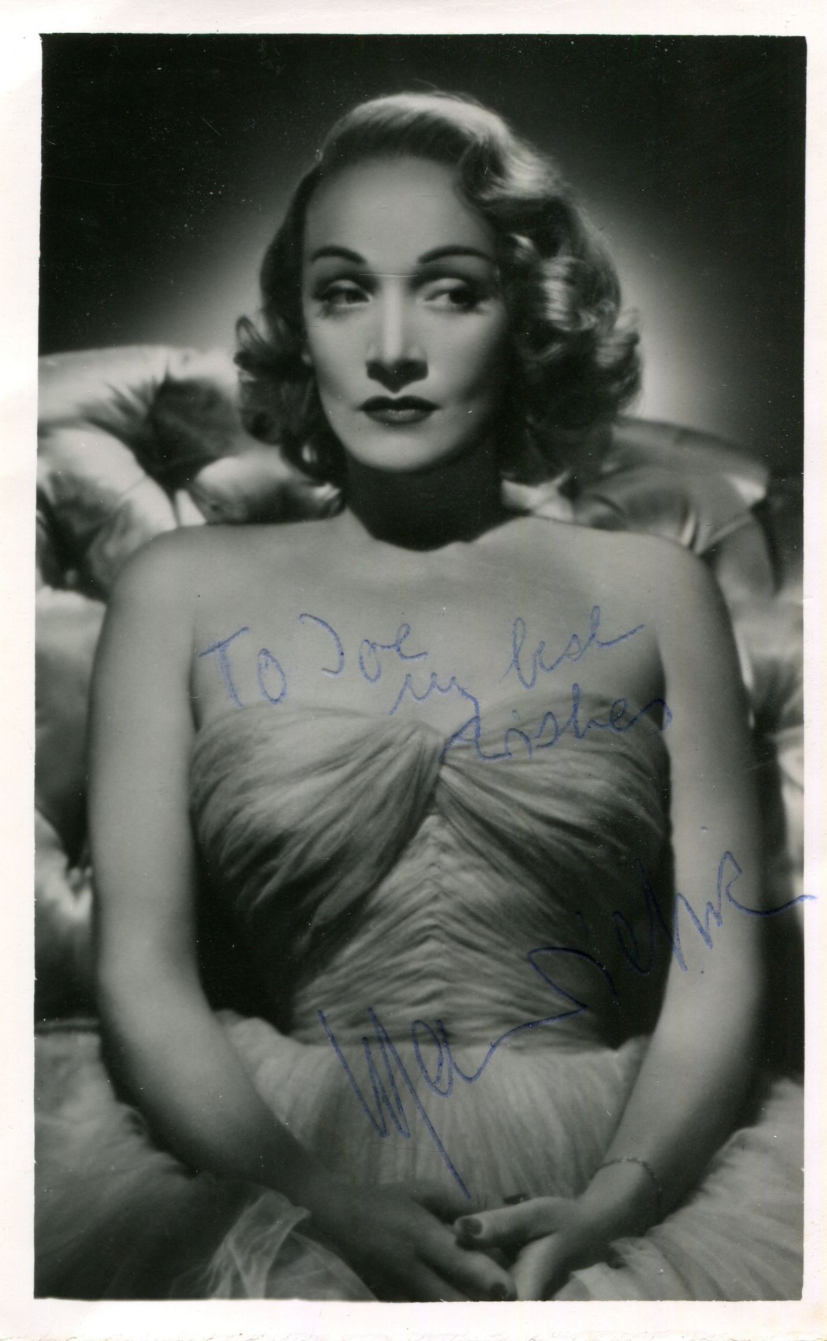 DIETRICH MARLENE: (1901-1992) German-born American actress and singer. Vintage signed and