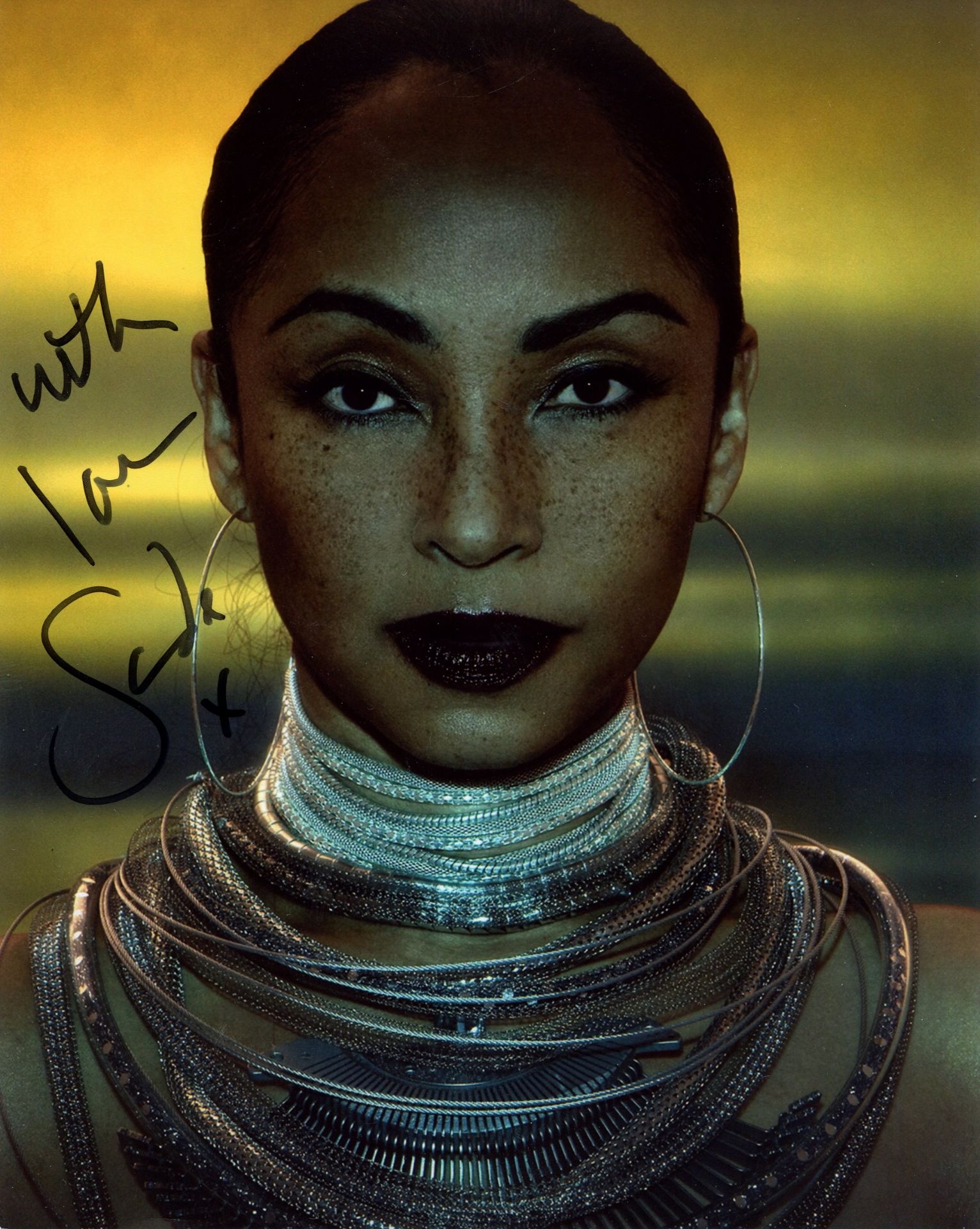SADE: (1959- ) Nigerian-born British pop singer. Signed colour 8 x 10 photograph of Sade, the