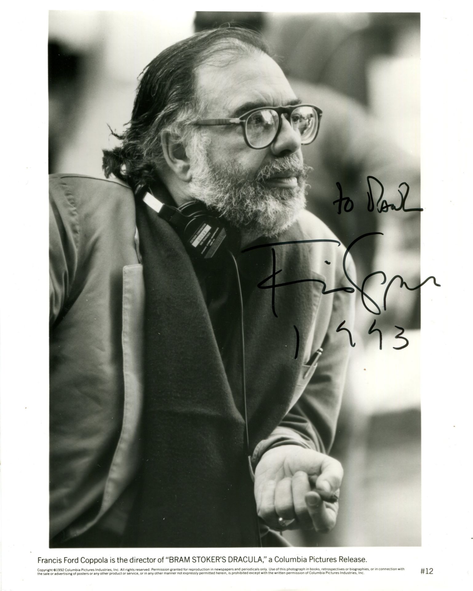 COPPOLA FRANCIS FORD: (1939- ) American film director, Academy Award winner. Signed and inscribed