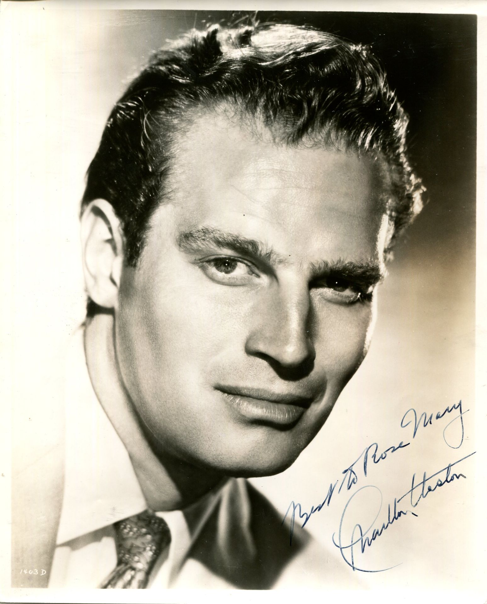 HESTON CHARLTON: (1923-2008) American actor, Academy Award winner. Vintage signed and inscribed 8