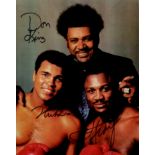 HEAVYWEIGHT BOXERS: A good signed colour 8 x 10 photograph by both Muhammad Ali and Joe Frazier