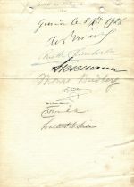 LOCARNO TREATIES: A small 4to sheet of plain stationery individually signed by eight individuals