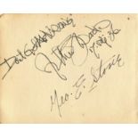 DON'T GET ME WRONG: An unusual pair of vintage album pages individually signed by three cast