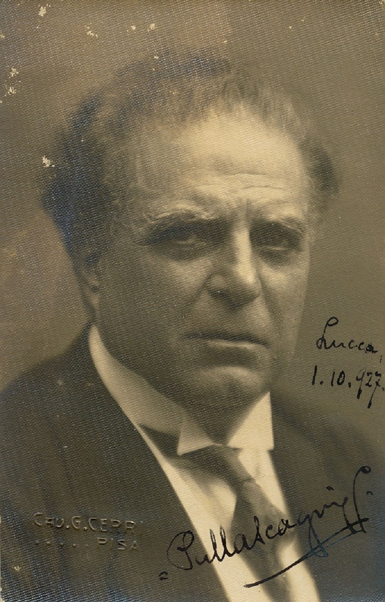 MASCAGNI PIETRO: (1863-1945) Italian Composer. Signed postcard photograph by Mascagni, the G.