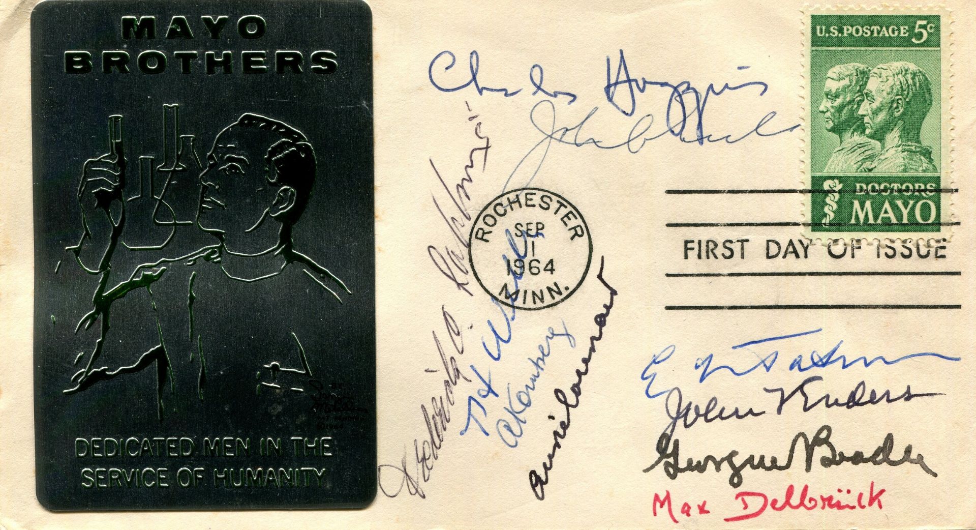 NOBEL PRIZE WINNERS: An excellent multiple signed commemorative cover issued in honour of the Mayo